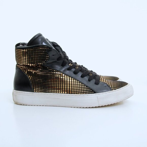 Red Dragon Fly Goldtone Embellishments High Top in Gold Black Women Size 10 - Picture 1 of 16